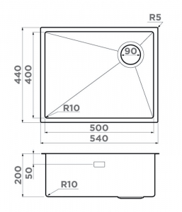 Omoikiri TAKI 54-U/IF-R SIDE SF GM