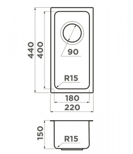 Omoikiri TADZAVA 22-U/I ULTRA 15 IN